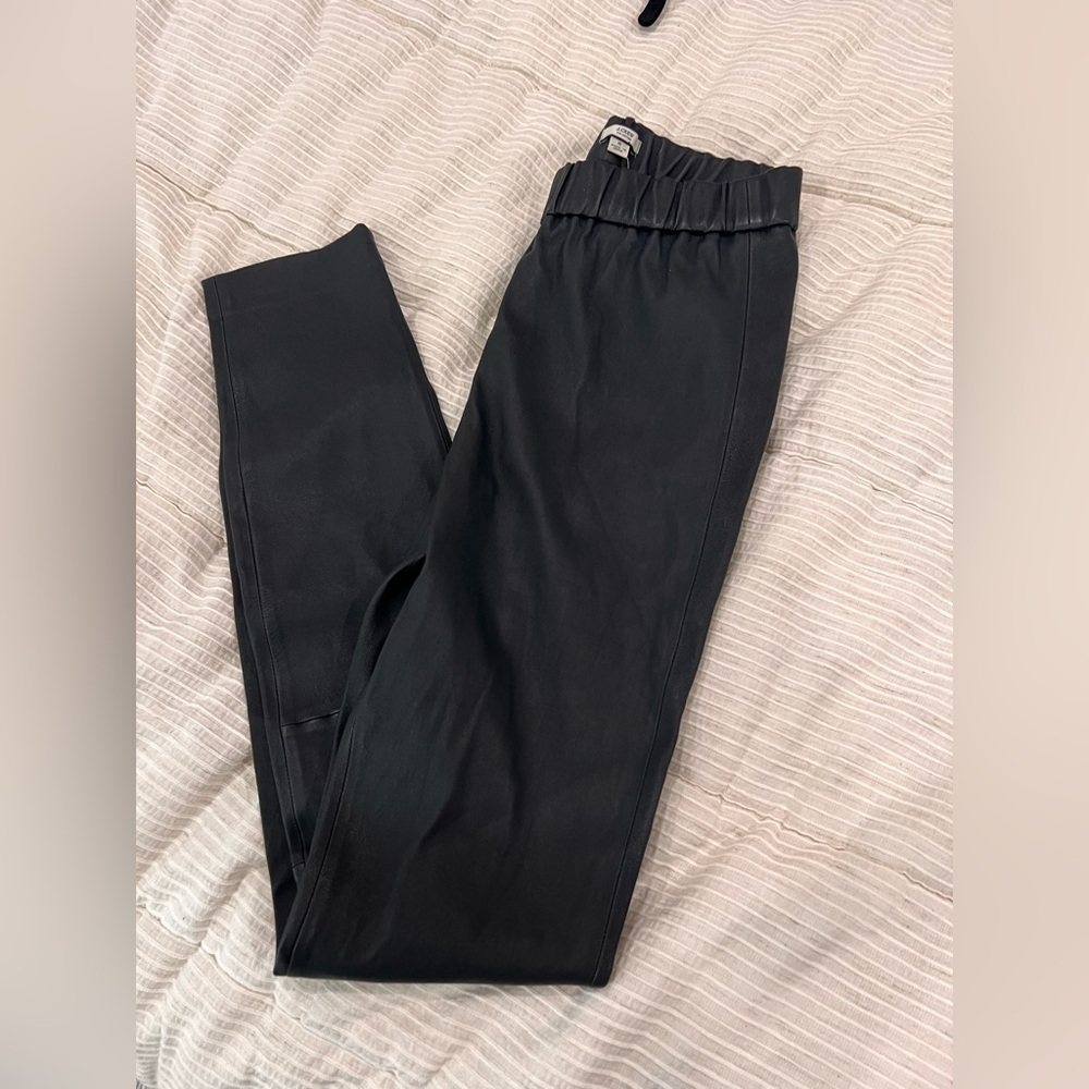 Black faux leather j crew pants size 6